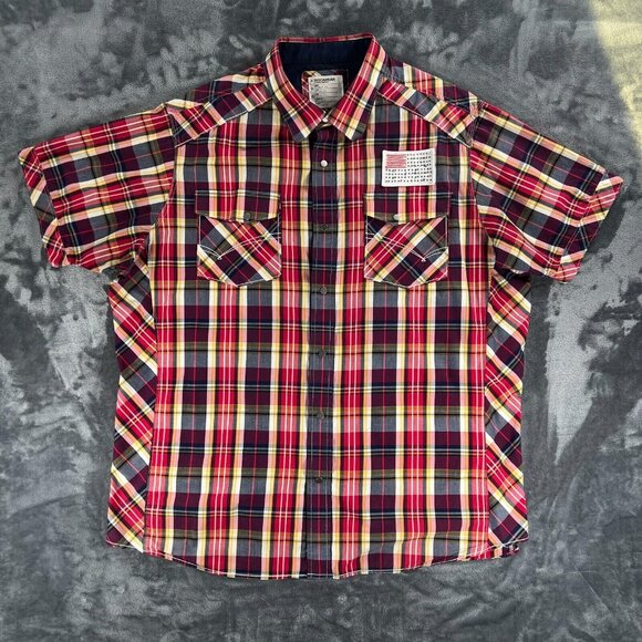 Rocawear Short Sleeve Vintage Button Up Shirt Men 3XL Plaid Rap Hip Hop Jay Z - Picture 1 of 16